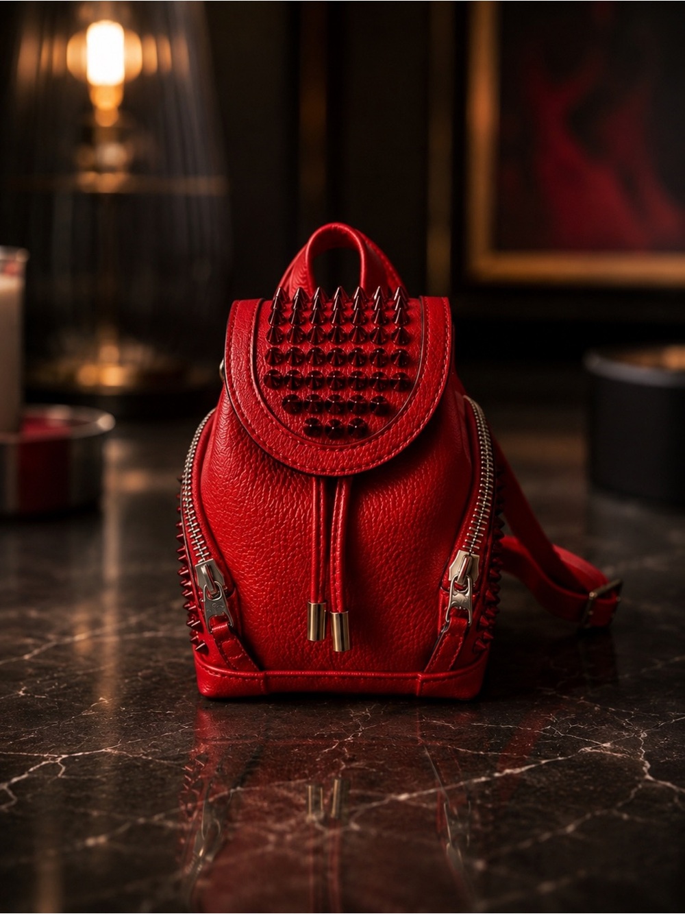 Christian Louboutin Explorafunk Mini Backpack Crossbody | Red Studs | Like New